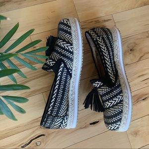 Black and White Espadrille Loafers
